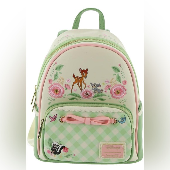 Loungefly Handbags - Women’s green and white Bambi Loungefly Backpack with adjustable straps like new